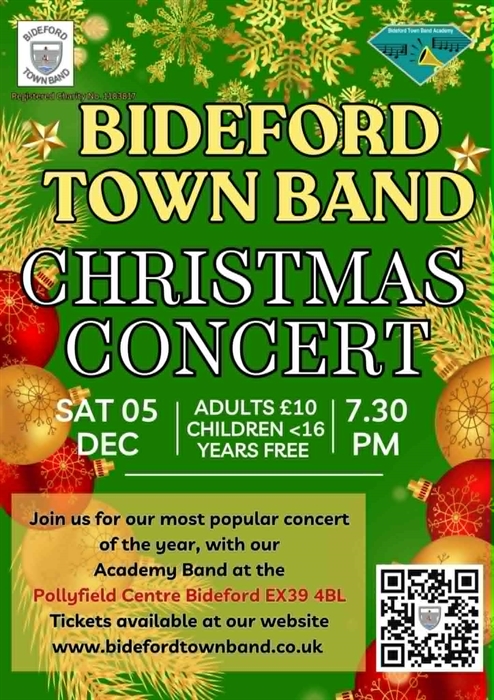Official artwork for Bideford Town Band Christmas Concert